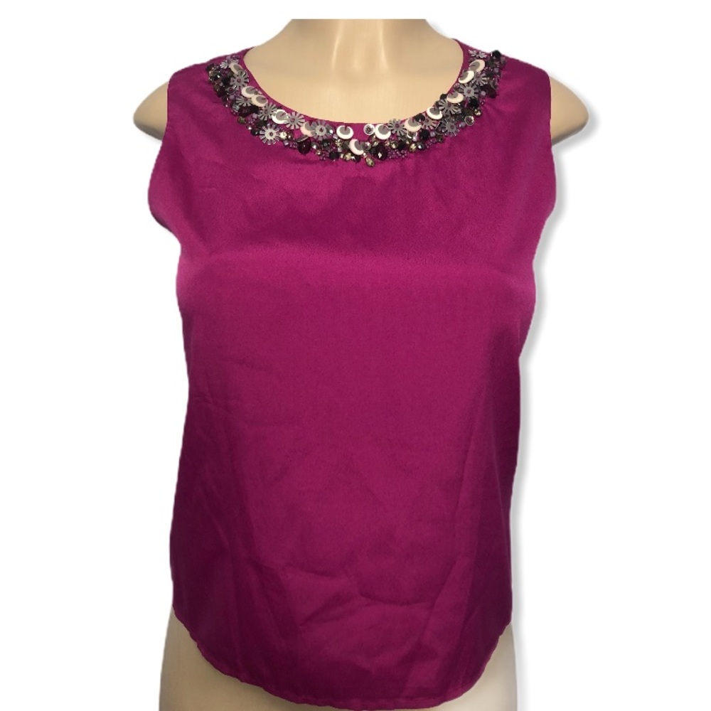 Yumi Magenta Jewel Neck Shell Top Sz 2/4